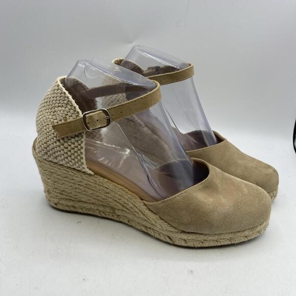 Apaseart Espardrille Wedge Heel Ankle Strap Leather Made in Spain Size 9.5 - Picture 3 of 13